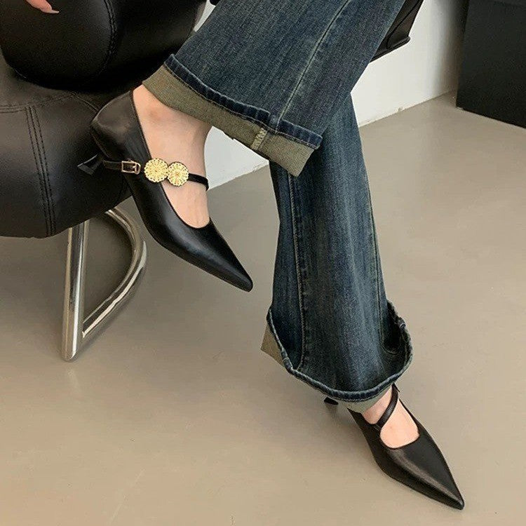 Damen Sling Pumps Hochhackig Leder Schuhe Elegant