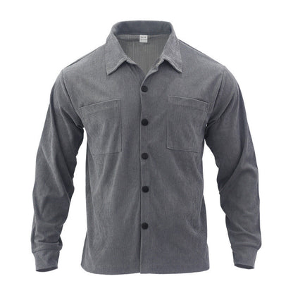 Herren Kordjacke Modern mit Brusttaschen Schwarz
