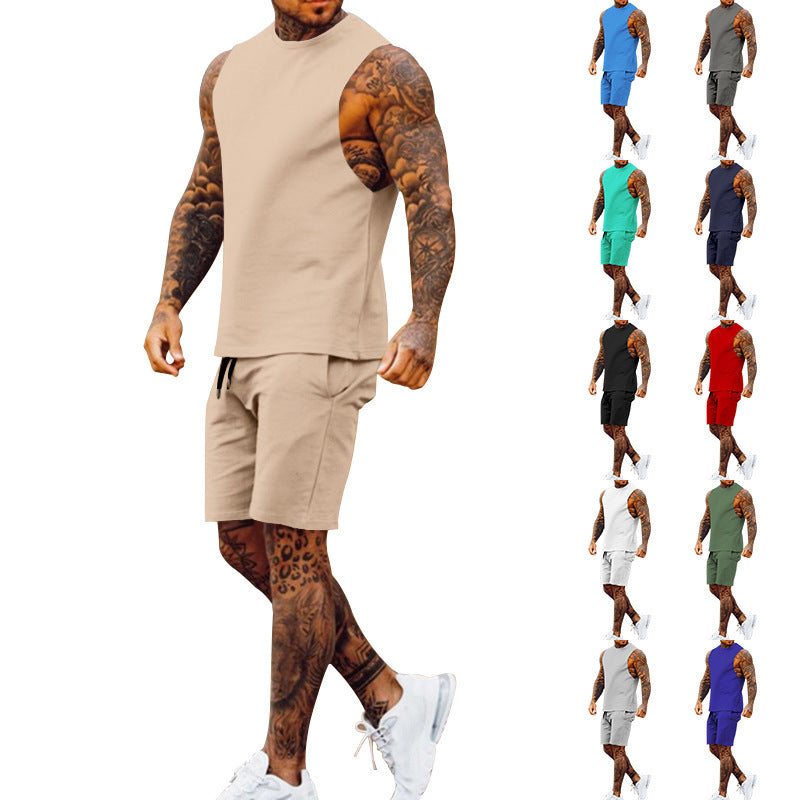 Herren Sportset Tanktop und Shorts Elastischer Bund Sportlich