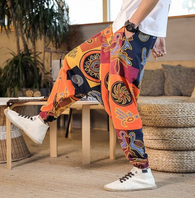 Herren Haremshose Bunt Elastisch Bequem