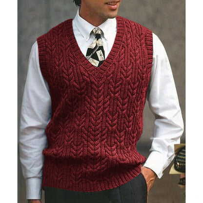 Herren Strickweste Zopfmuster Modern Flachstrick