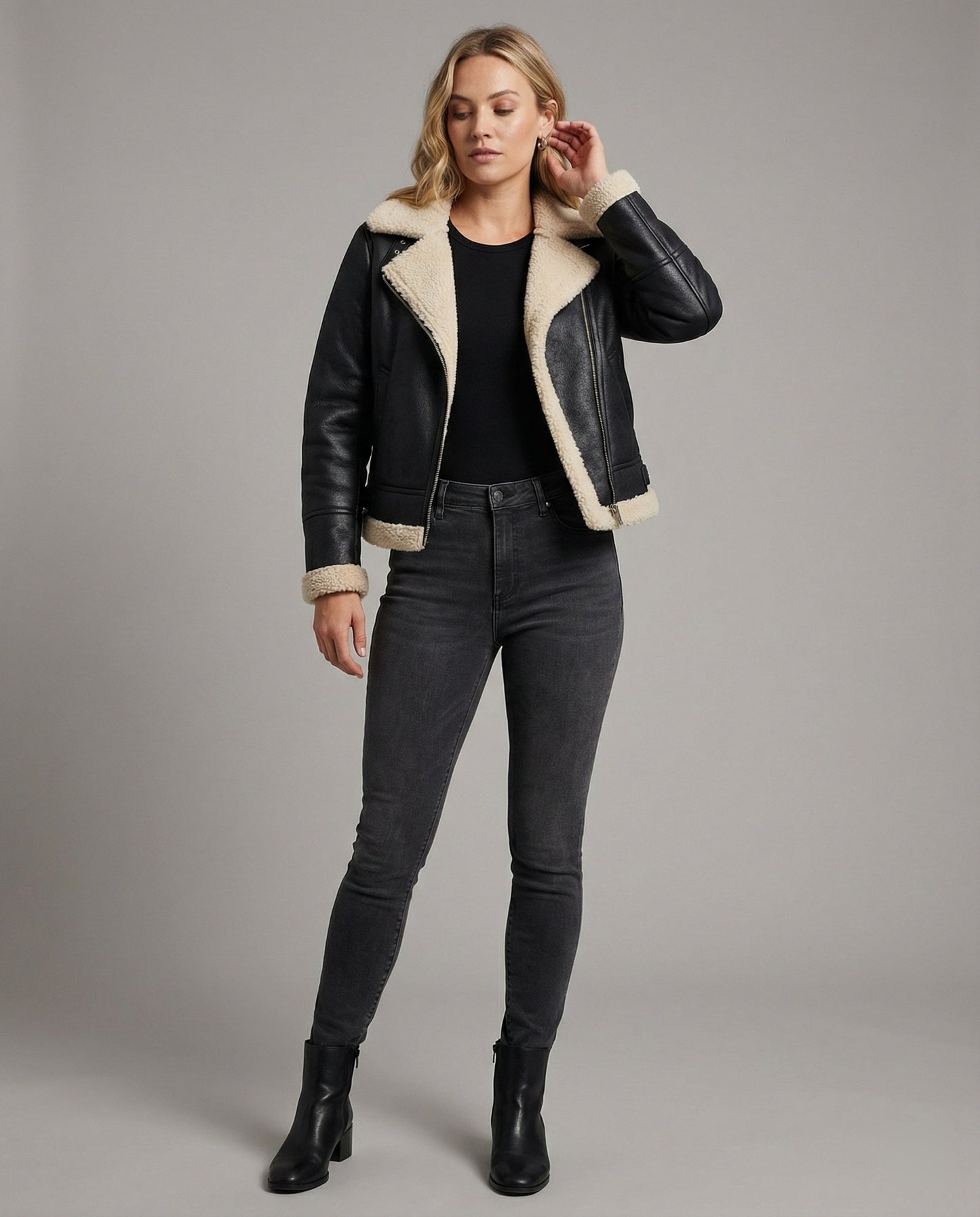 Damen Winterjacke Oversize Pufferjacke Dunkelbraun Lederlook