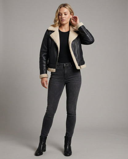 Damen Winterjacke Oversize Pufferjacke Dunkelbraun Lederlook