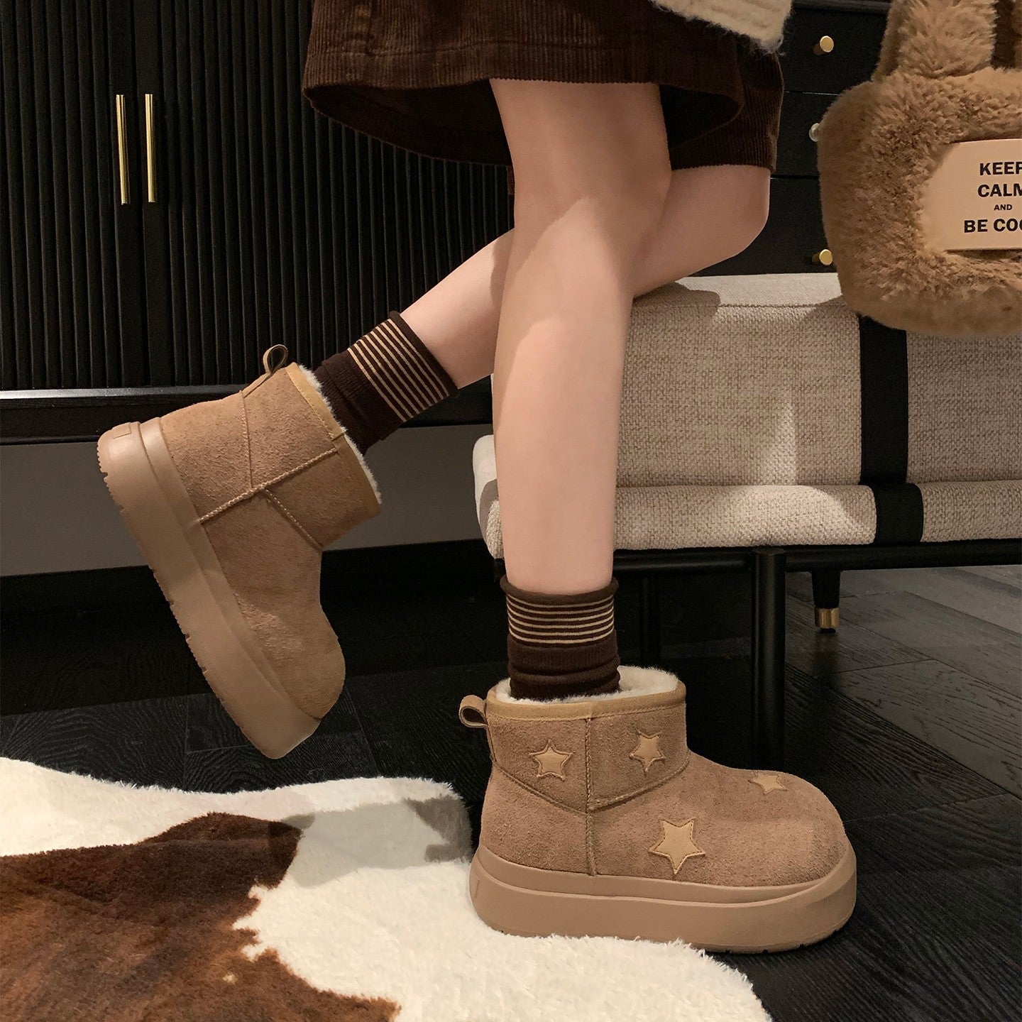 Damen Winterstiefel Trendig Komfortabel Warm