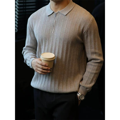 Herren Strickpullover Kragen Reißverschluss Modern - BerlinGlamour
