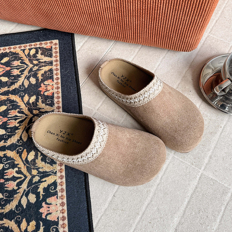 Damen Fleece-Clogs Warm Bequem mit Riemen