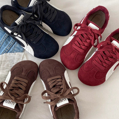 Damen Sneaker Sportlich Veloursleder Bequem Gepolstert