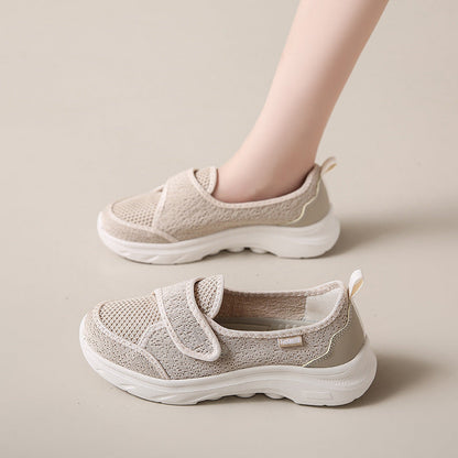 Damen Sneaker Slip-On Bequem Klettverschluss Weiße Schuhe