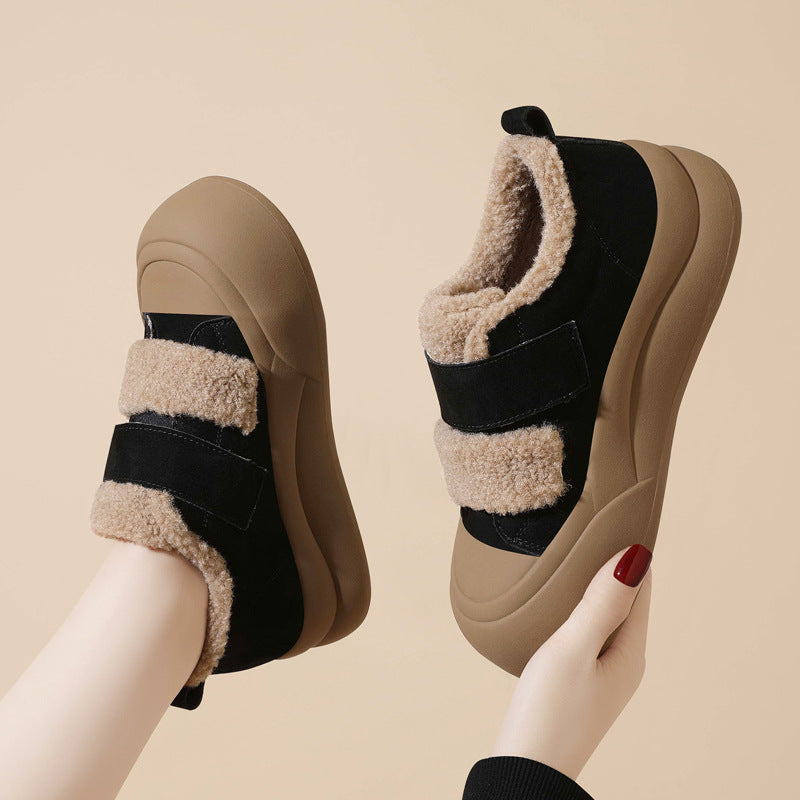 Damen Sneaker Modisch Warm mit Klettverschluss