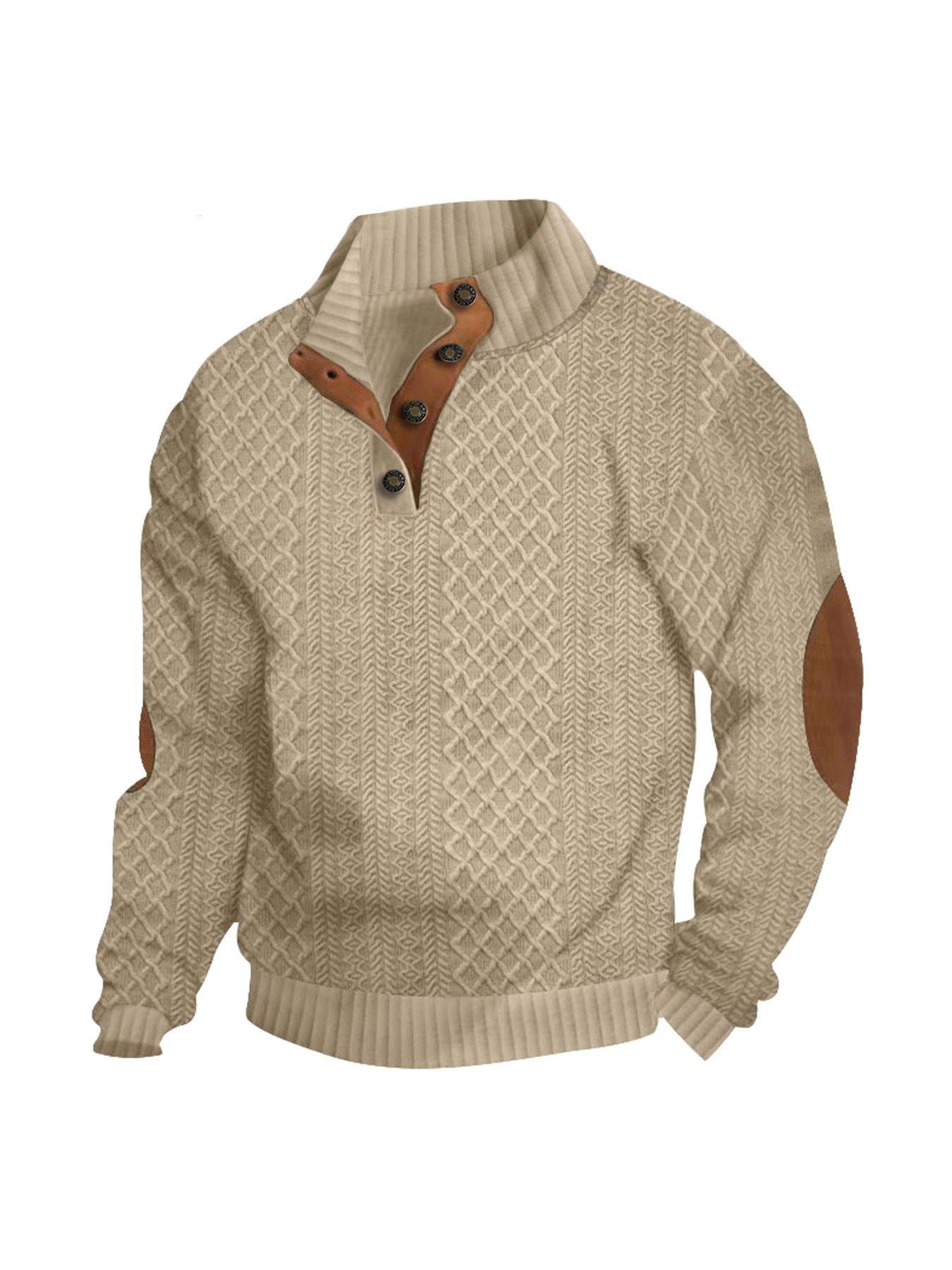 Herren Strickpullover Meliert Knopfleiste Modern