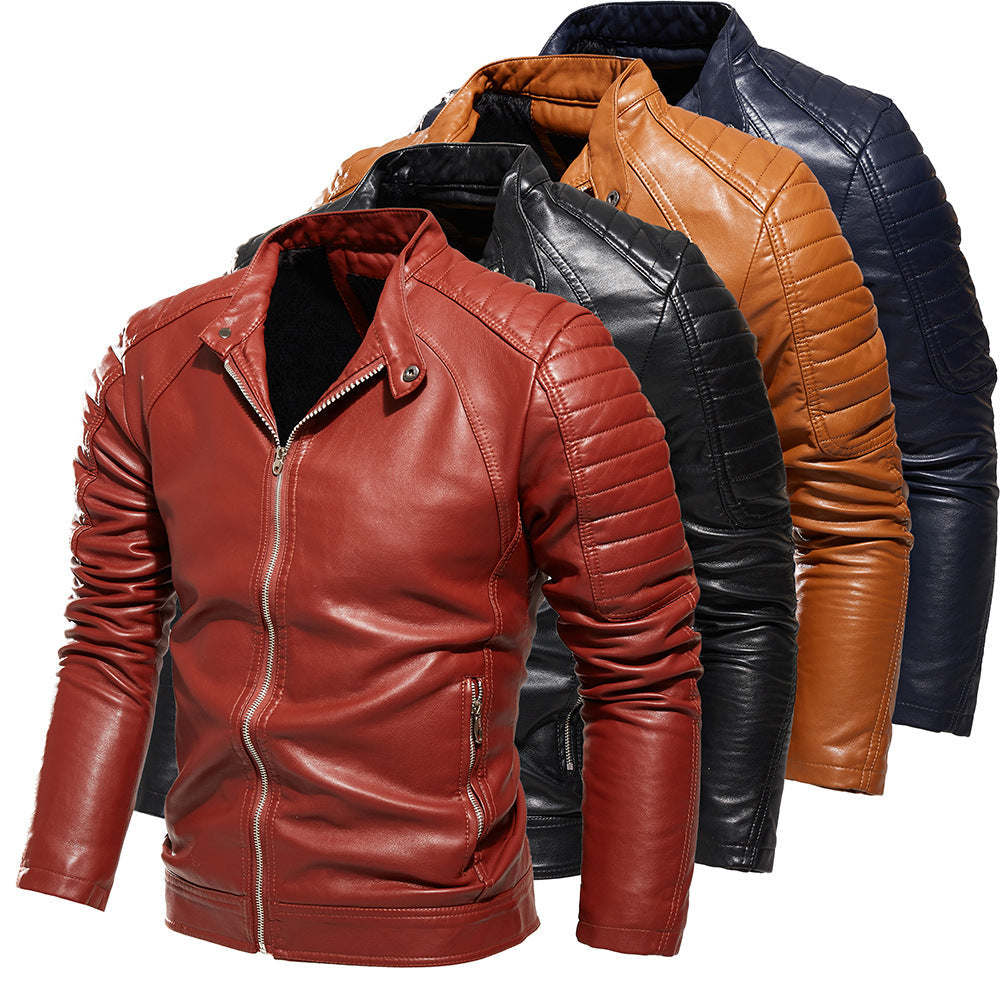 Herren Lederjacke Strukturiert Schwarz Modern - BerlinGlamour