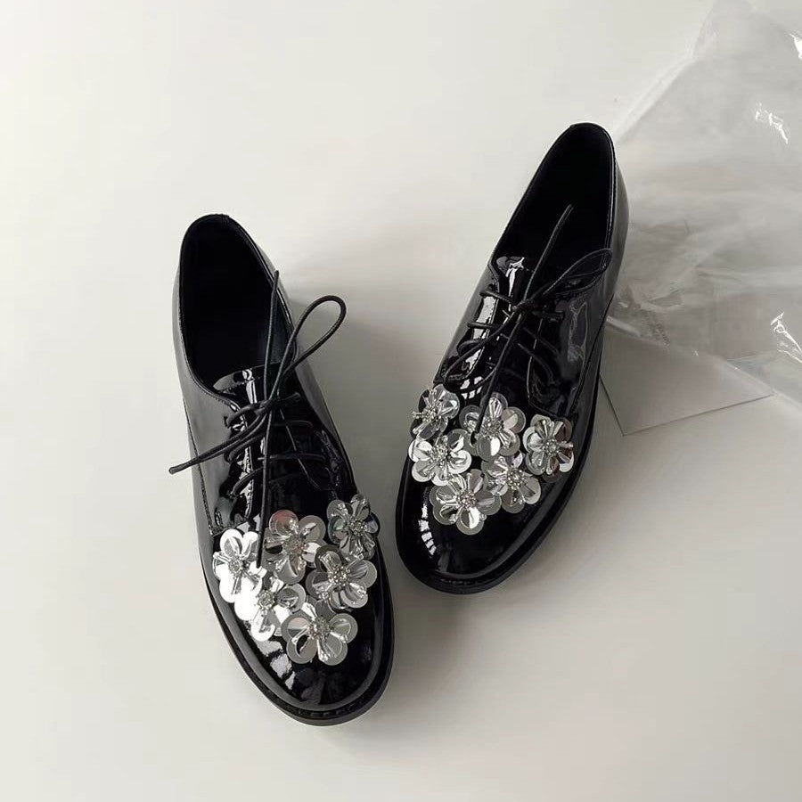Damen Schnürschuhe Elegant Floral Lack Schuhe