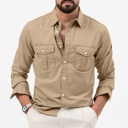 Modisches Langarmhemd Herren mit BrusttaschenSlim Fit