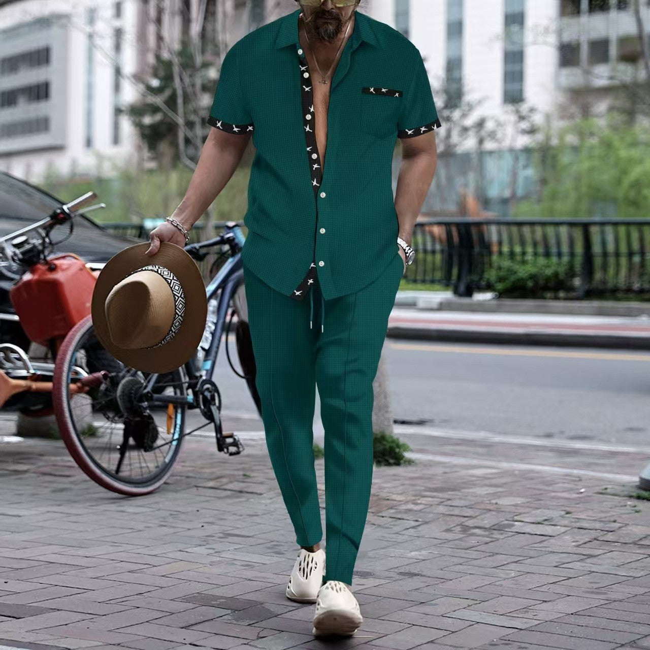 Herren Freizeithemd Modern mit Muster und passende Hose