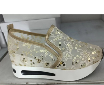 Damen Sneaker Spitze Elegant Bequem Schuhe