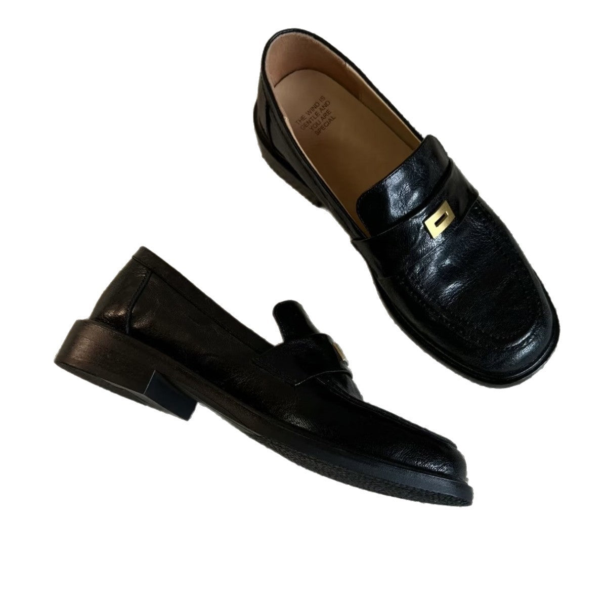 Damen Loafers Elegante Schuhe mit Schnalle Schwarz