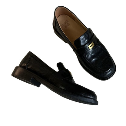 Damen Loafers Elegante Schuhe mit Schnalle Schwarz