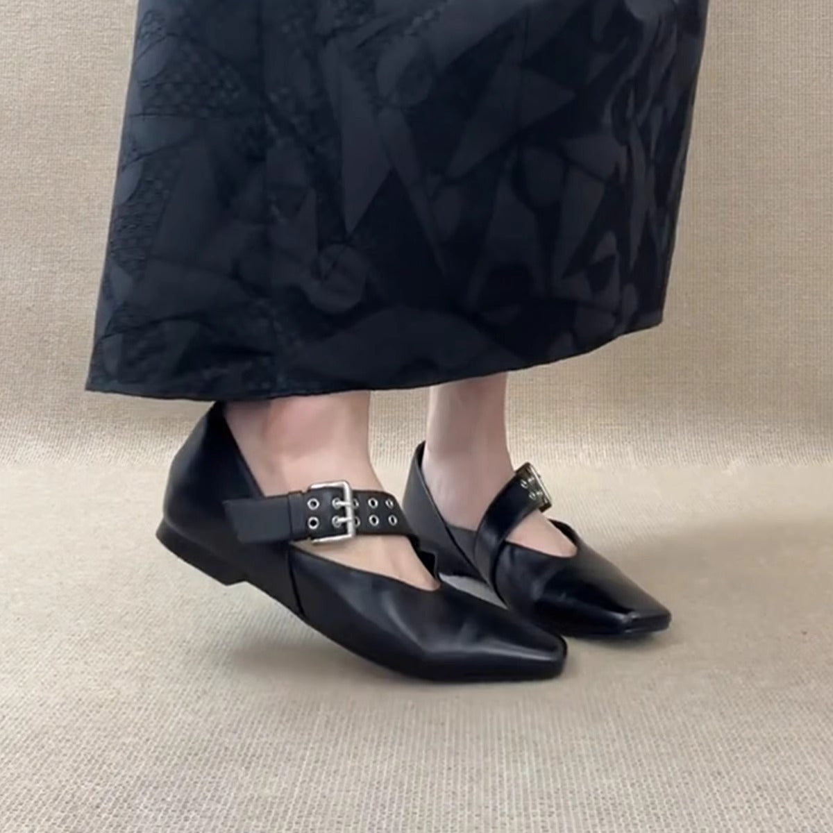 Damen Slingbacks Elegant mit Quadratzehen und Riemen