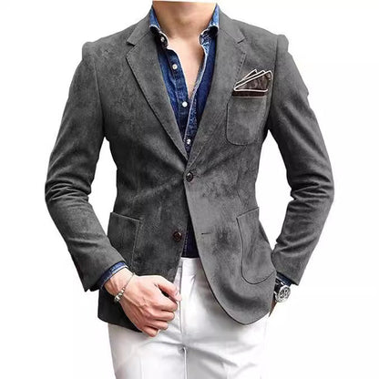 Herren Blazer Samt Elegant Modern Schnitt Schwarz
