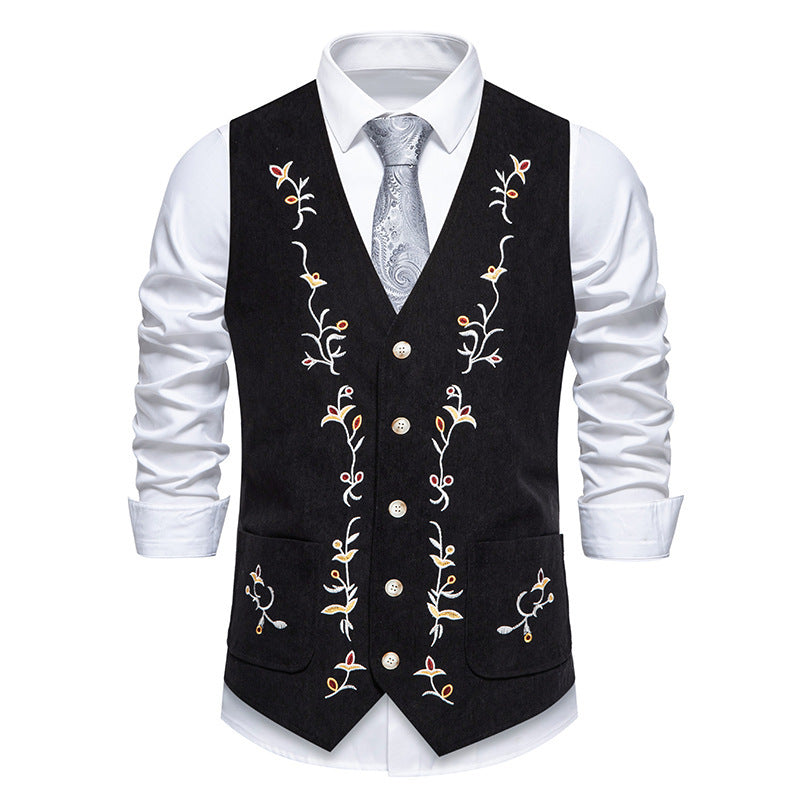 Herren Weste Elegant Floral Stickdesign Modern