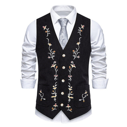 Herren Weste Elegant Floral Stickdesign Modern