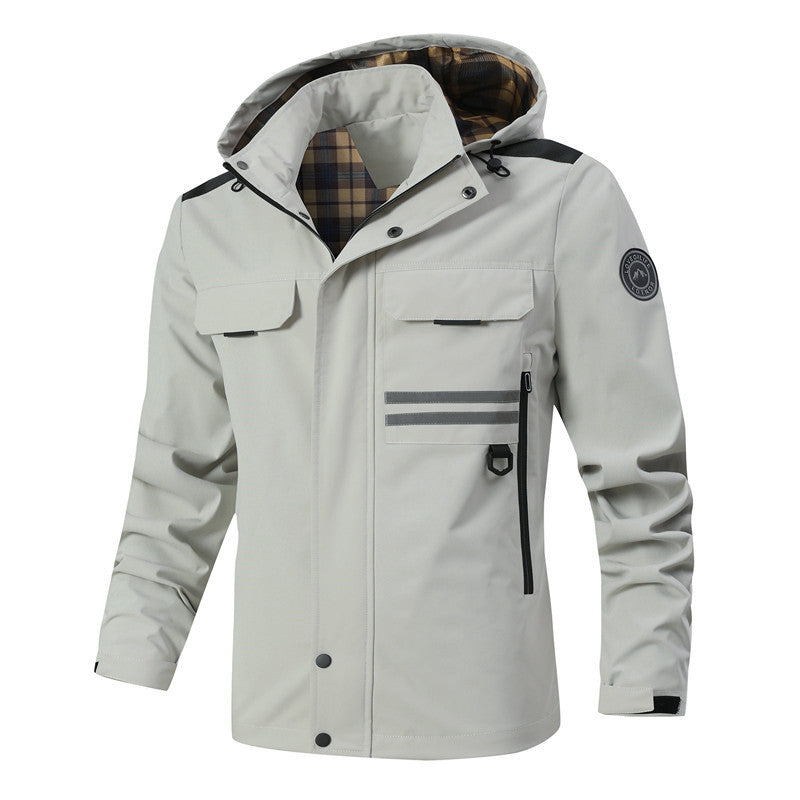 Herren Wetterjacke Funktionell mit Kapuze und Taschen - BerlinGlamour