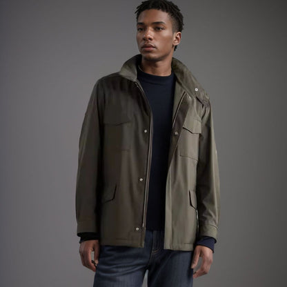 Herren Übergangsjacke mit Kragen und Taschen - BerlinGlamour
