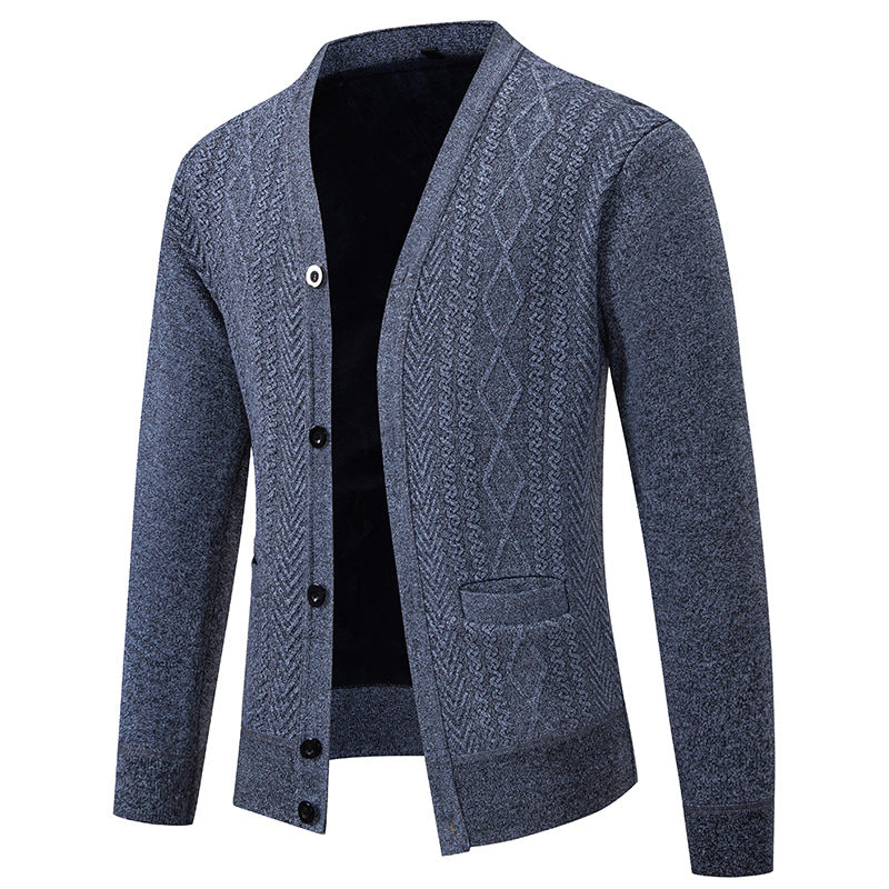 Herren Strickjacke Strukturiert Knopfverschluss Modern