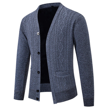 Herren Strickjacke Strukturiert Knopfverschluss Modern
