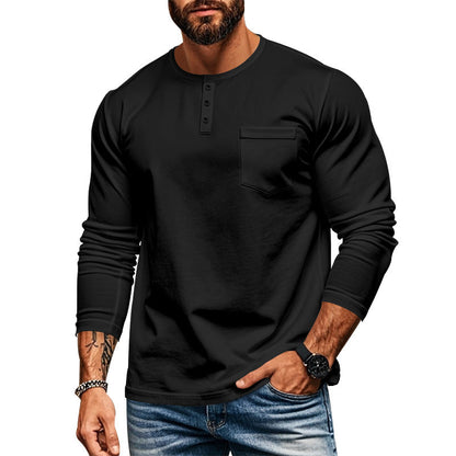 Herren Langarmshirt mit Brusttasche und Struktur Optik Berlin