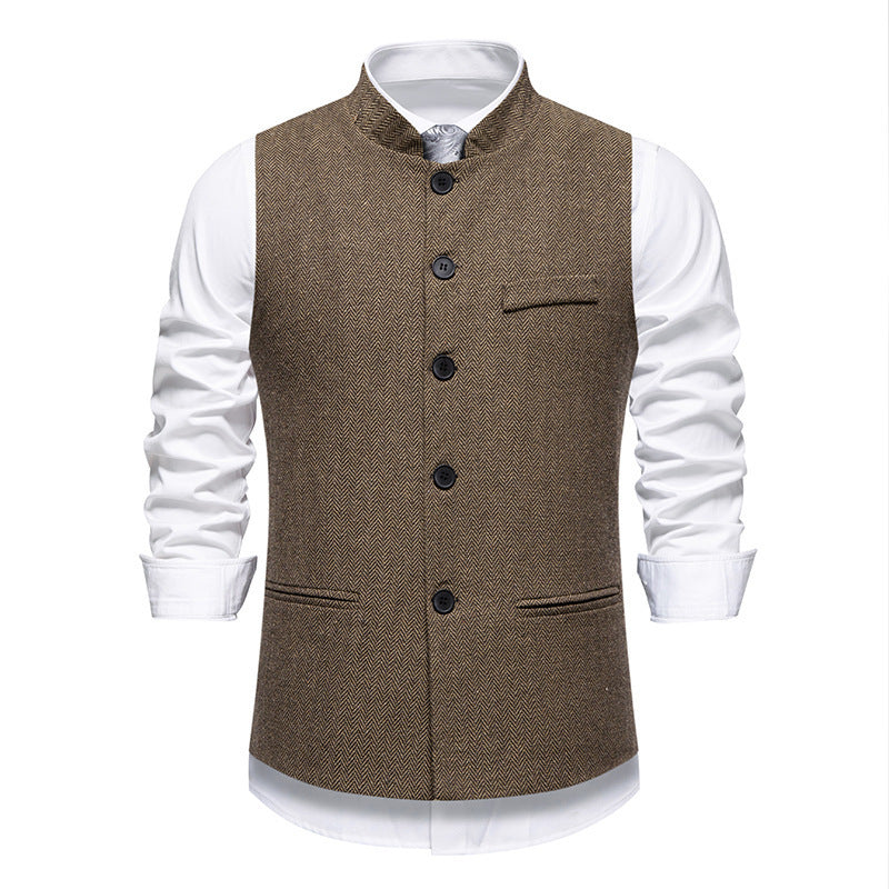 Herren Weste Herringbone Elegante Mit Taschen