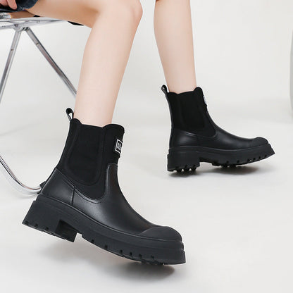 Damen Chelsea Stiefel Robust Moderne Sohle Schwarz