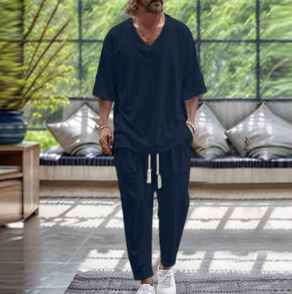 Herren Freizeitanzug Set Modern V-Ausschnitt Elastisch