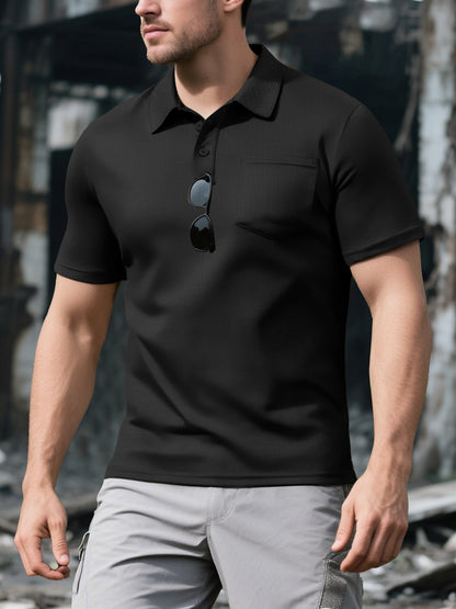 Herren Polohemd Modern mit Brusttasche und Struktur