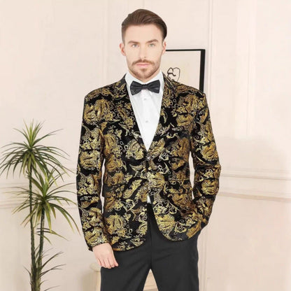 Herren Blazer Samt mit Floralmuster Elegant