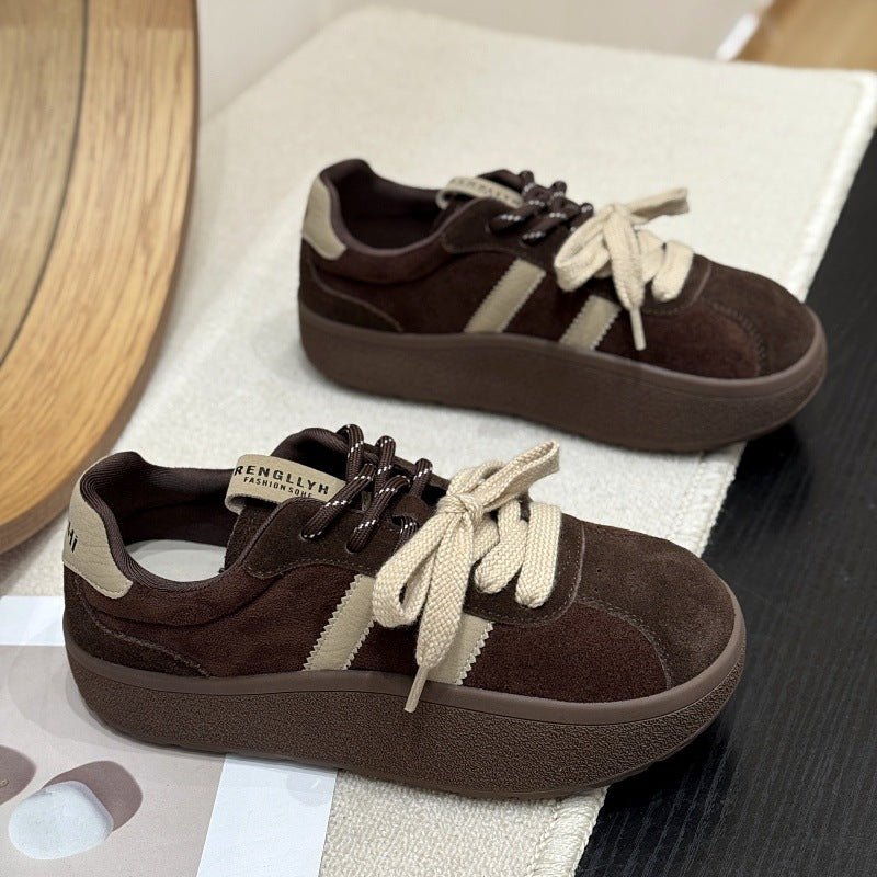 Damen Sneaker Weich Wildleder Dicke Sohle