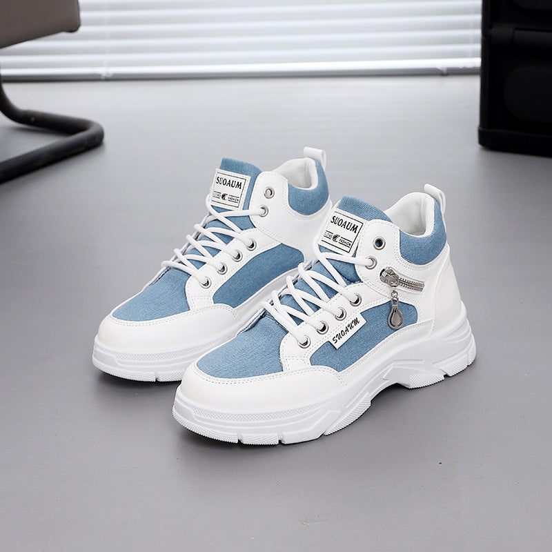 Damen Sneaker High-Top Leopardenmuster Schwarz Trend