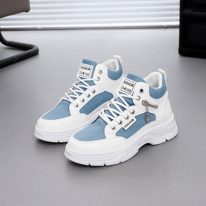 Damen Sneaker High-Top Leopardenmuster Schwarz Trend