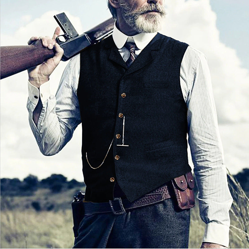 Herren Weste Elegant mit Knöpfen und Taschen Modern