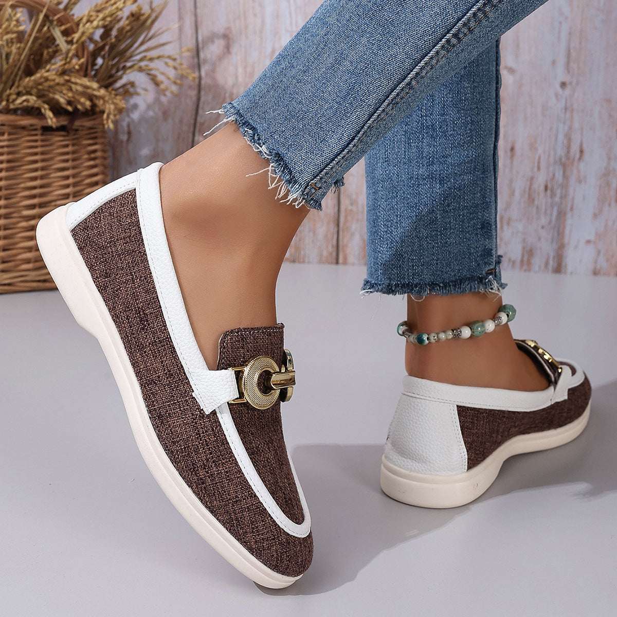 Damen Slipper Elegant Gold Dekoration Comfort