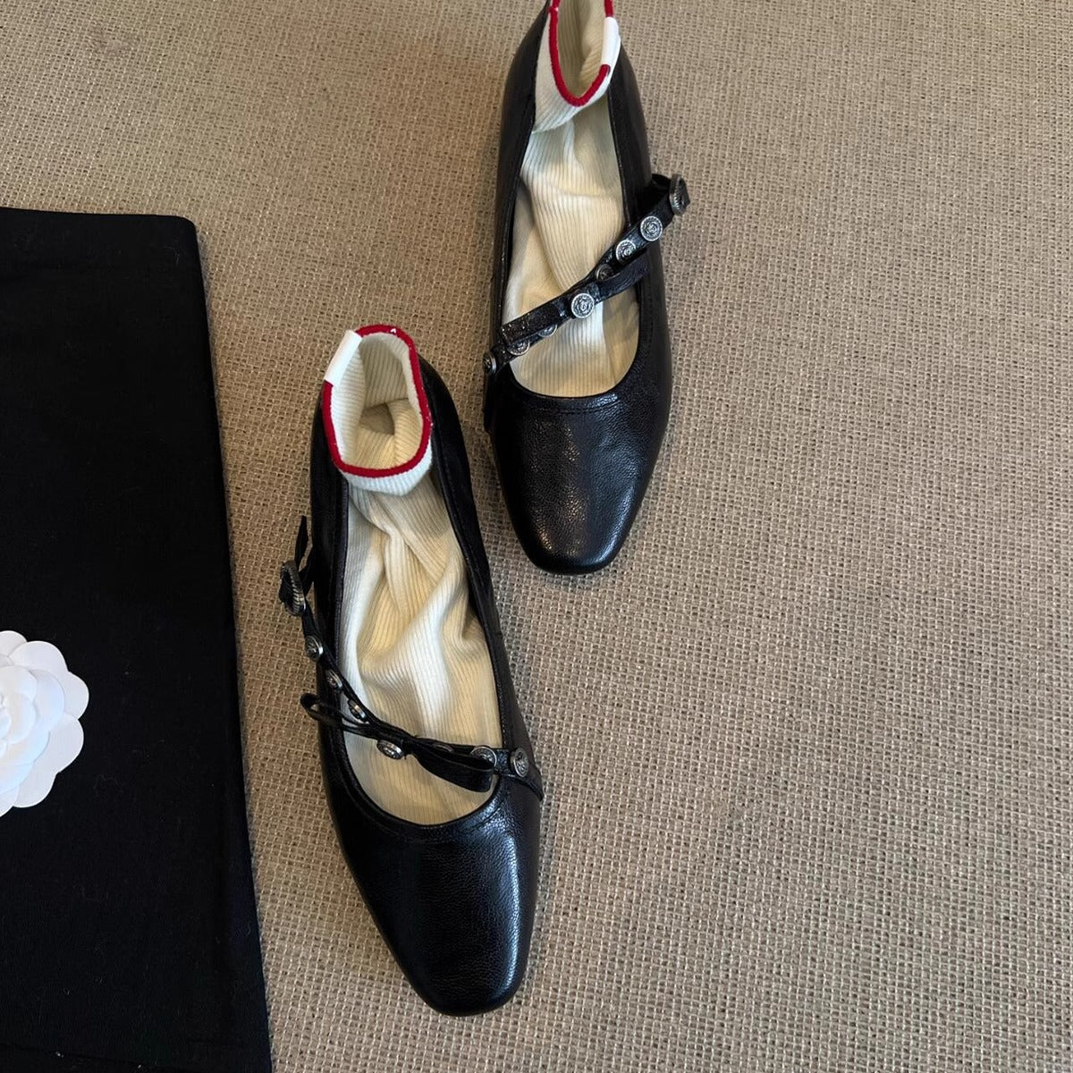 Damen Ballerinas Weich mit Riemen und Innenfutter