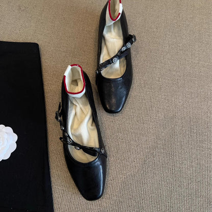 Damen Ballerinas Weich mit Riemen und Innenfutter
