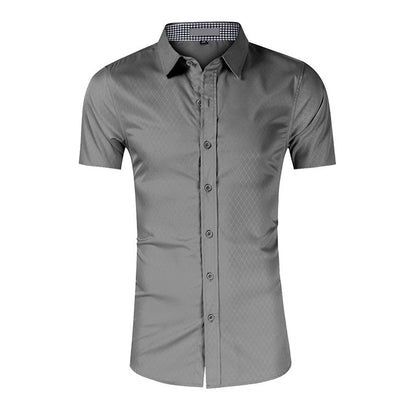 Herren Kurzarmhemden Modern mit Struktur und Slim Fit