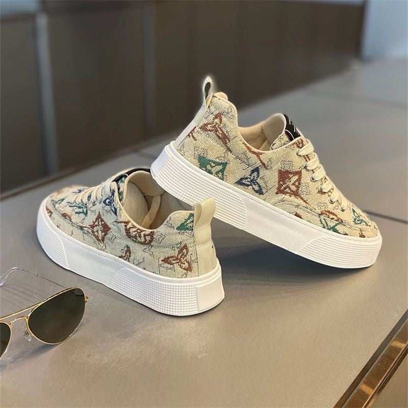 Damen Sneaker Trendy Einzigartiges Druckdesign Schwarz Weiße Mode
