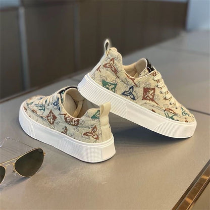 Damen Sneaker Trendy Einzigartiges Druckdesign Schwarz Weiße Mode
