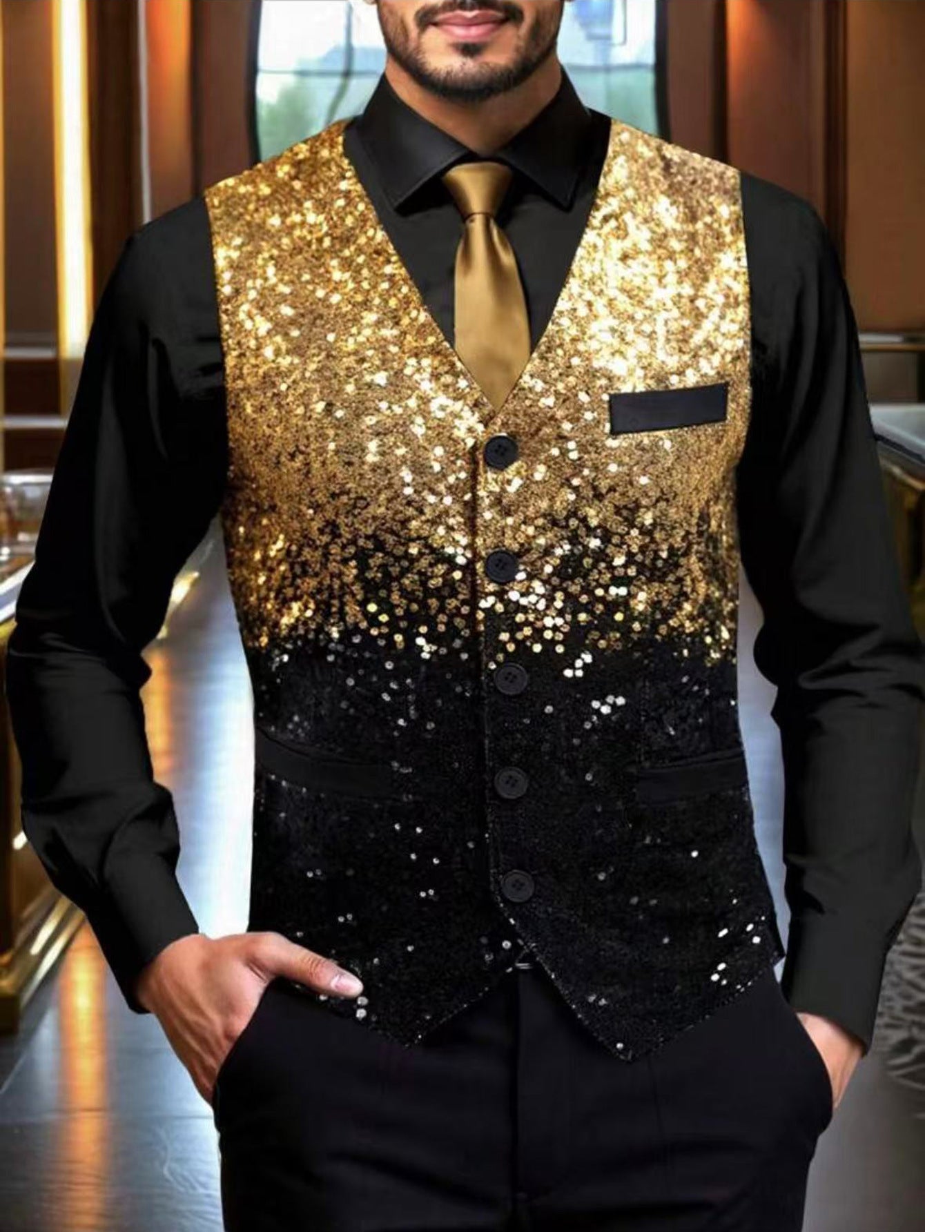 Herren Festtagsweste Glitzernd Elegant