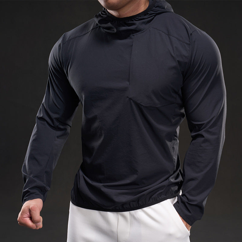 Herren Langarmshirt Atmungsaktiv Kapuze Sportlich