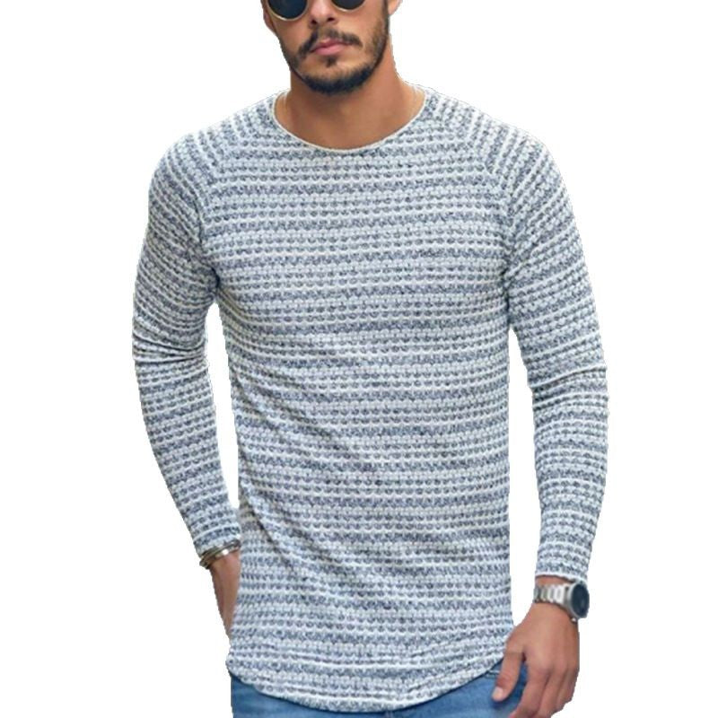 Herren Langarmshirt Strukturiert Rundhals Modern