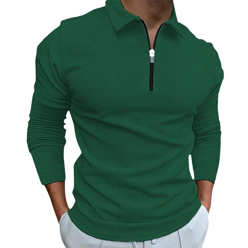 Herren Langarmshirt Mit Reißverschluss Stehkragen Modern