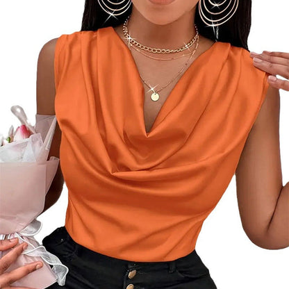 Elegantes Damen Oberteil Fließend V-Ausschnitt Modern